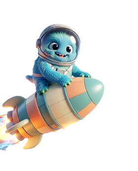 Welby Astronaut on Rocket